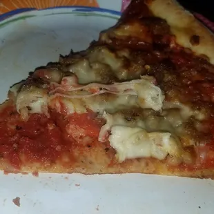 Sausage &amp; pepperoni (after being reheated and attacked)