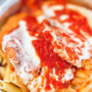 Chicken Parmigiana - yum!  They give you 2 ginormous chicken