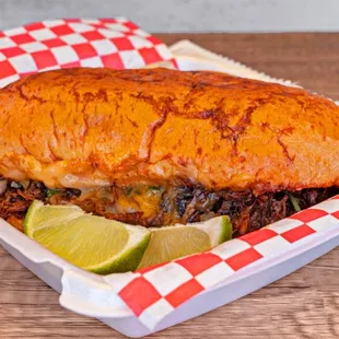 a sandwich in a basket