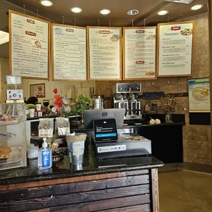 the counter and menus