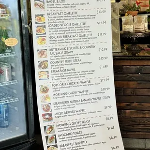 Breakfast menu