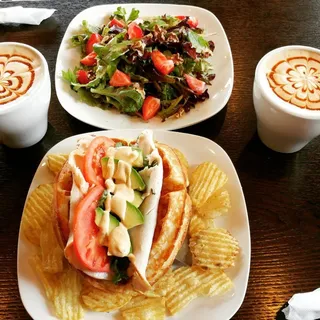 Turkey Avocado Waffle Sandwich Combo