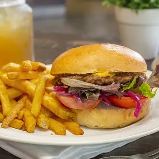 Cheese Burger with Seasoned French Fries Lunch