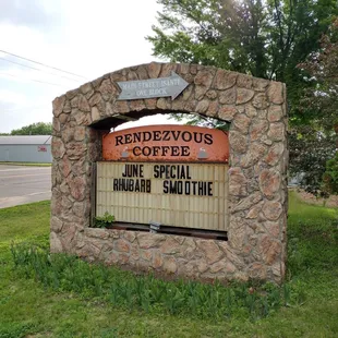 Sign outside the shop.