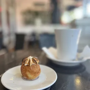 Mini Lemon Meringue Beignet &amp; Latte