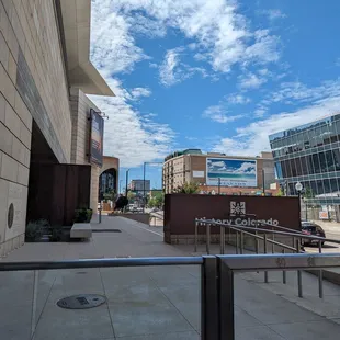 South edge of the patio, looking toward the entrance to History Colorado Center.