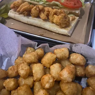 Cheese Curds, Shrimp Po Boy