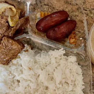 2 Item Combo (w/Rice, Bistek, Longanisa, Served w/Sinigang, $13)- 3.5/5 stars