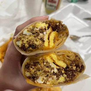 Chorizo egg and cheese burrito