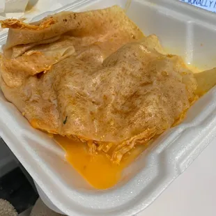 The chicken quesadilla.. a wet mess