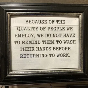 sign posted in restroom