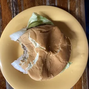 single patty hamburger