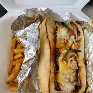 a sandwich and french fries