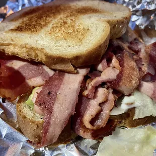 BLT for breakfast!   Bacon Overload!  (Yum!)