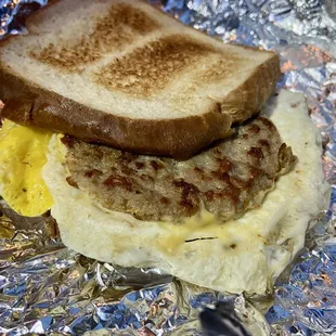 Simple &amp; Tasty!  Sausage, Egg &amp; Cheese on White.