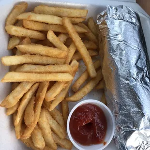 french fries and ketchup