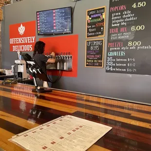 a bartender at the bar