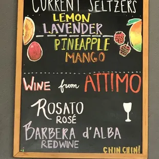 menus on a blackboard