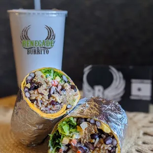 a burrito and a drink