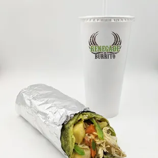 a burrito and a drink