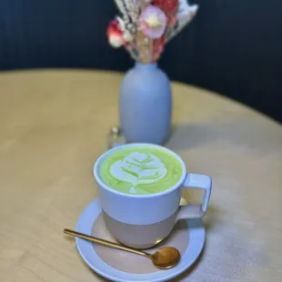 Matcha Latte w/Honey Syrup ($6.00)