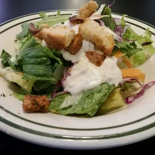 Salad with blue cheese that also came along with king crab legs