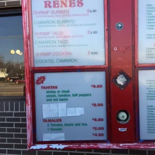 a menu on a menu board