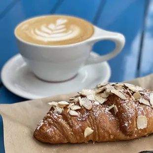 Salted Caramel Latte and Almond Croissant