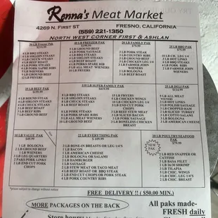 menu