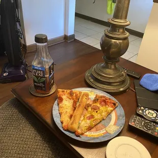 Pizza and breadstick