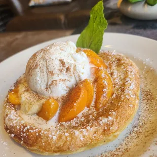 Seasonal tart is Freah Apricots with Henry's vanilla bean ice cream