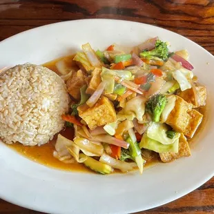 Vegetable stir fry with Tofu.