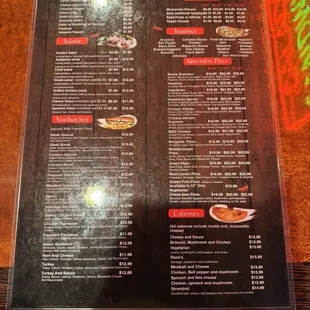 the menu