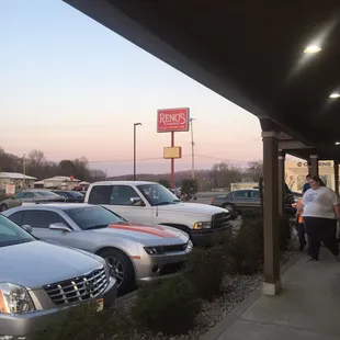 a line of parked cars