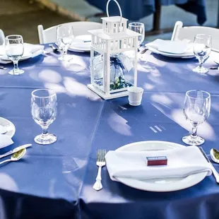 We rented the table, linens, chairs, goblet cups, utensils, napkins, and plates! It turned out great!