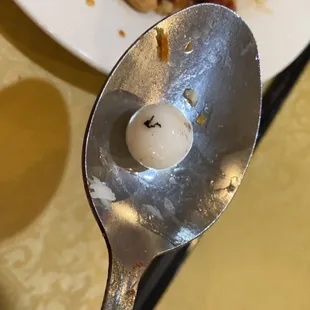 a plate of food and a spoon