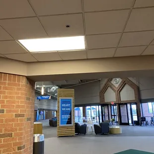 a brick wall in a coffeehouse