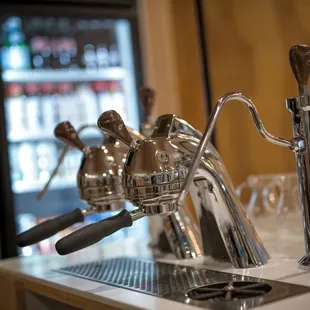 a close up of a coffee machine