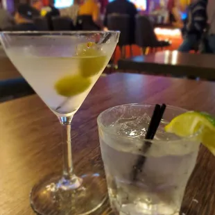 Dirty Martini. Vodka &amp; soda.