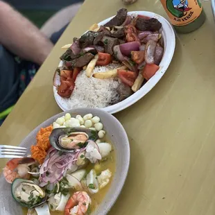Mixto Ceviche Tallarin Saltado Beef