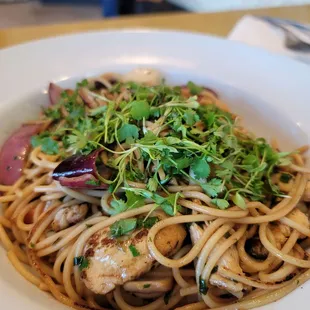 Lomo Saltado with chicken and noodles