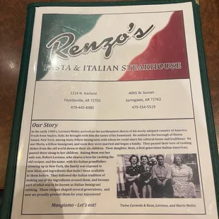 Menu cover