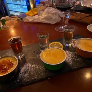 Crème brûlée trio with shots!!!