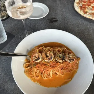 Shrimp Spaghetti in Tomato Cream Sauce