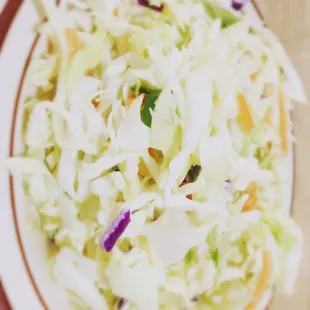 Coleslaw.    Refreshing.   Finally one that's not drenched in mayo.