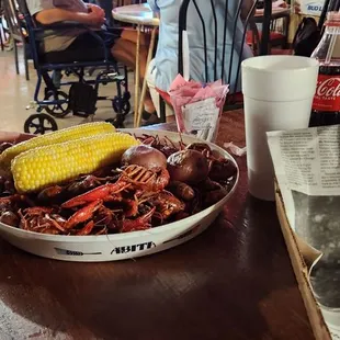 Crayfish with corn and red potatoes