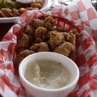 large portion fried  alligator