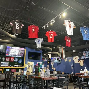 Plenty of seating in high and low table/bar seating