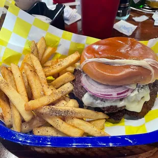 Smashed Burger with fries