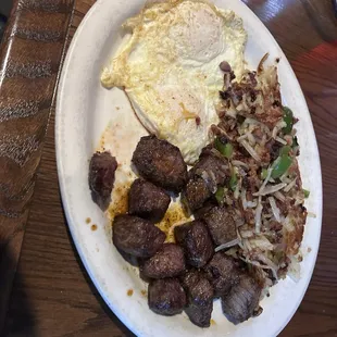 Steak Steak Tips and Eggs Breakfast